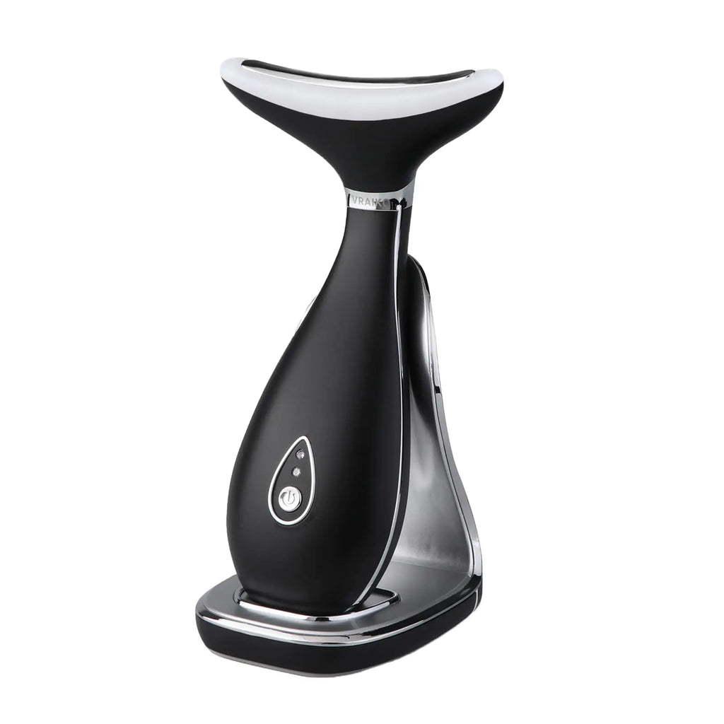 VRAIKO Lily Neck Face Massager Skin Rejuvenation Beauty Massager 3-in-1 at-Home Facial Spa Tool Lifting Toning and Tightening for a Radiant Appearance (Space Black)