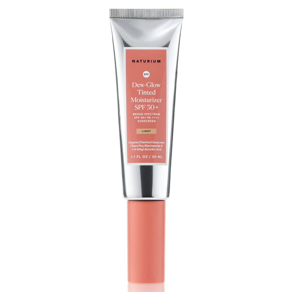 NaturiumMicaGlow Tinted Moisturizer SPF 50+ Light Daily Moisturizing Sunscreen & Face Primer with Tint Skin Protector with Dewy Finish 1.7 oz