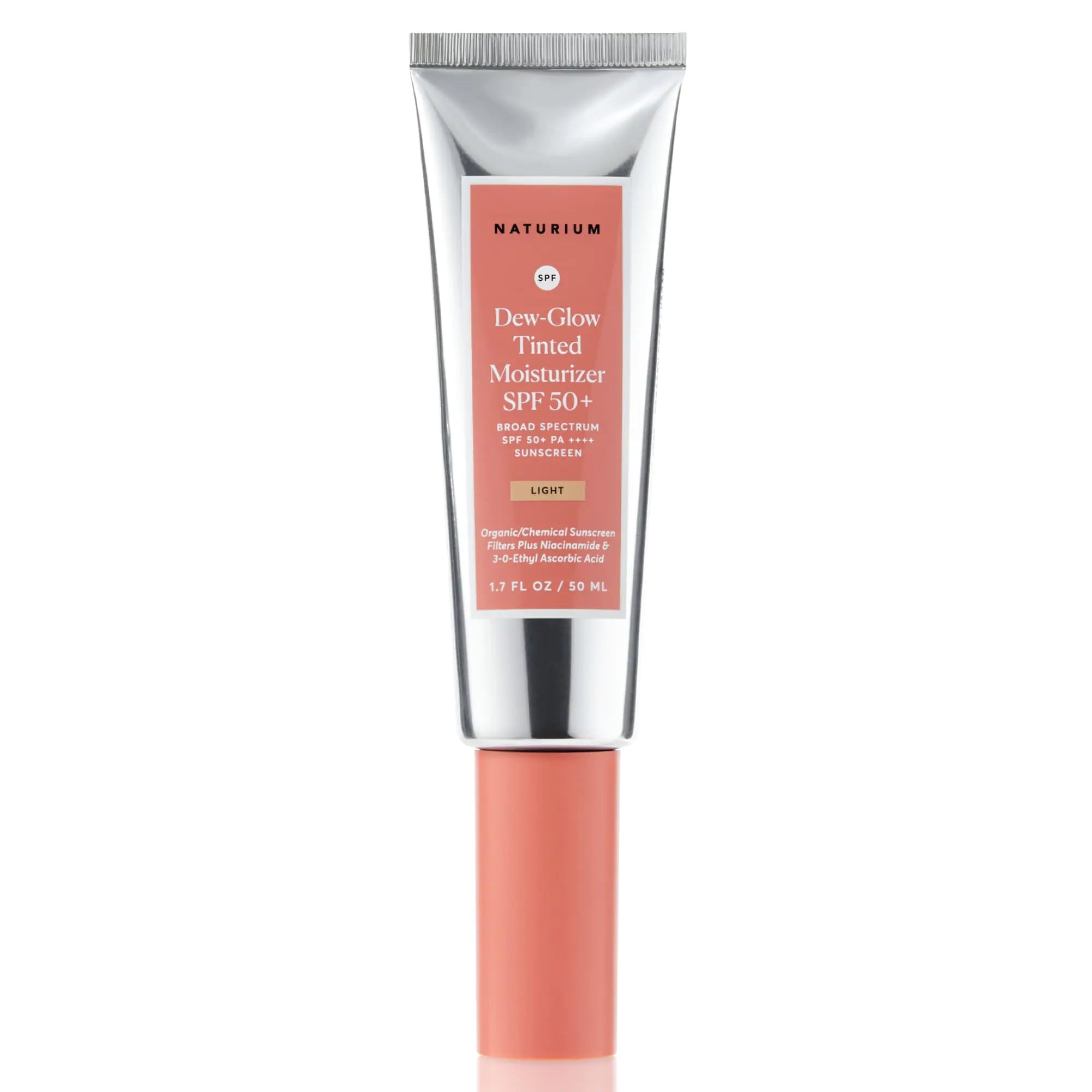 NaturiumMicaGlow Tinted Moisturizer SPF 50+ Light Daily Moisturizing Sunscreen & Face Primer with Tint Skin Protector with Dewy Finish 1.7 oz